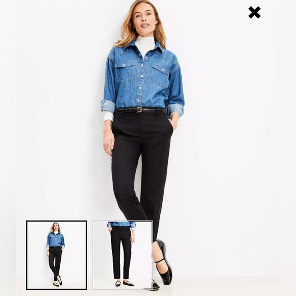 NWT LOFT Petite Riviera cropped Pants black size 2 - Picture 1 of 9